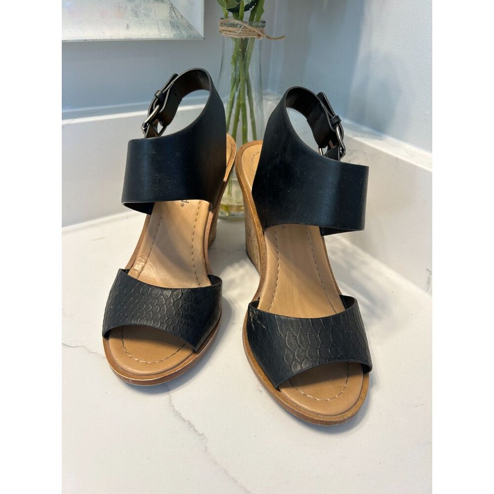 Black Wedge Sandals Women's Size 6
